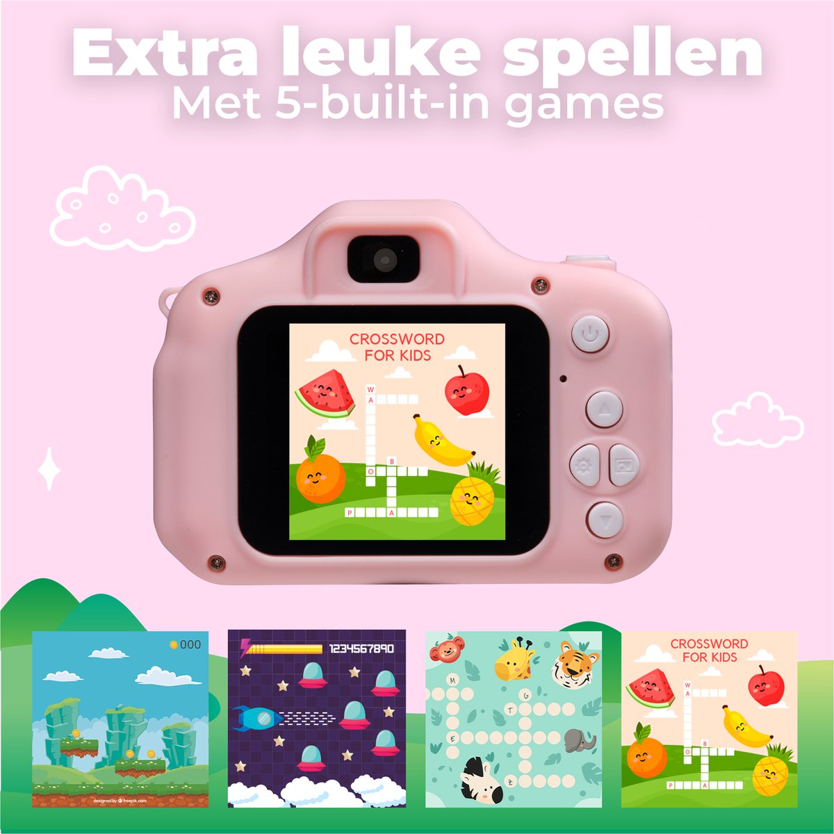 Denver Kinder Selfiecamera 2-in-1 40MP Full HD - KCA1340 - Roze