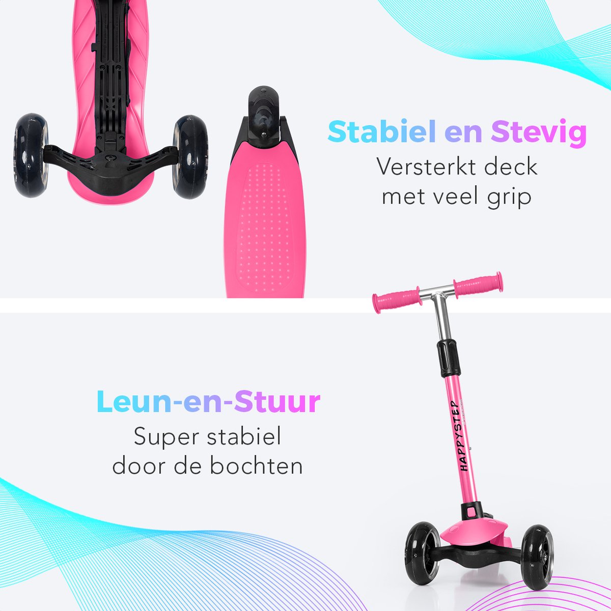 LifeGoods HappyStep - Kinderstep met Verlichte Wielen - Roze