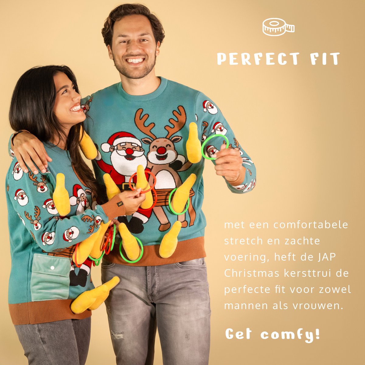 JAP Christmas Interactieve Kersttrui M - 100% Gerecycled