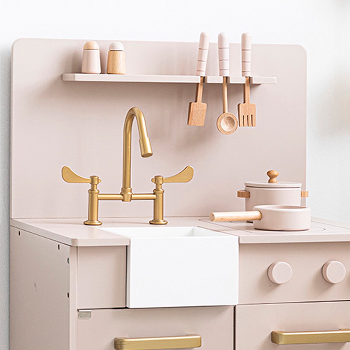 Petite Amelie Houten Speelkeuken met Accessoires - 55 cm - Roze