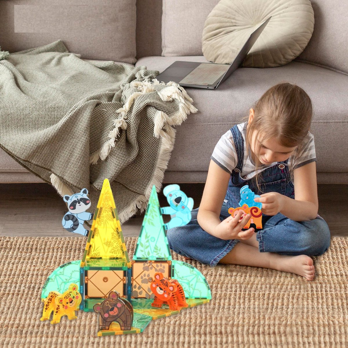 Magnaminds Magnetische Jungle Tegels - 56 Stuks Montessori