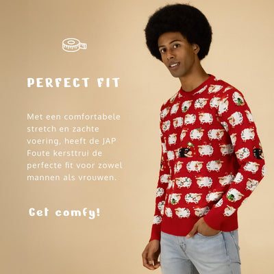 JAP Christmas Le Mouton Noir Foute Kersttrui Rood - M