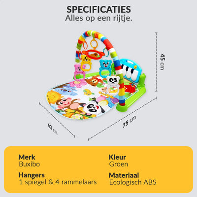 Buxibo 3-in-1 Baby & Peuter Gym met Muziek en Spiegel - Groen