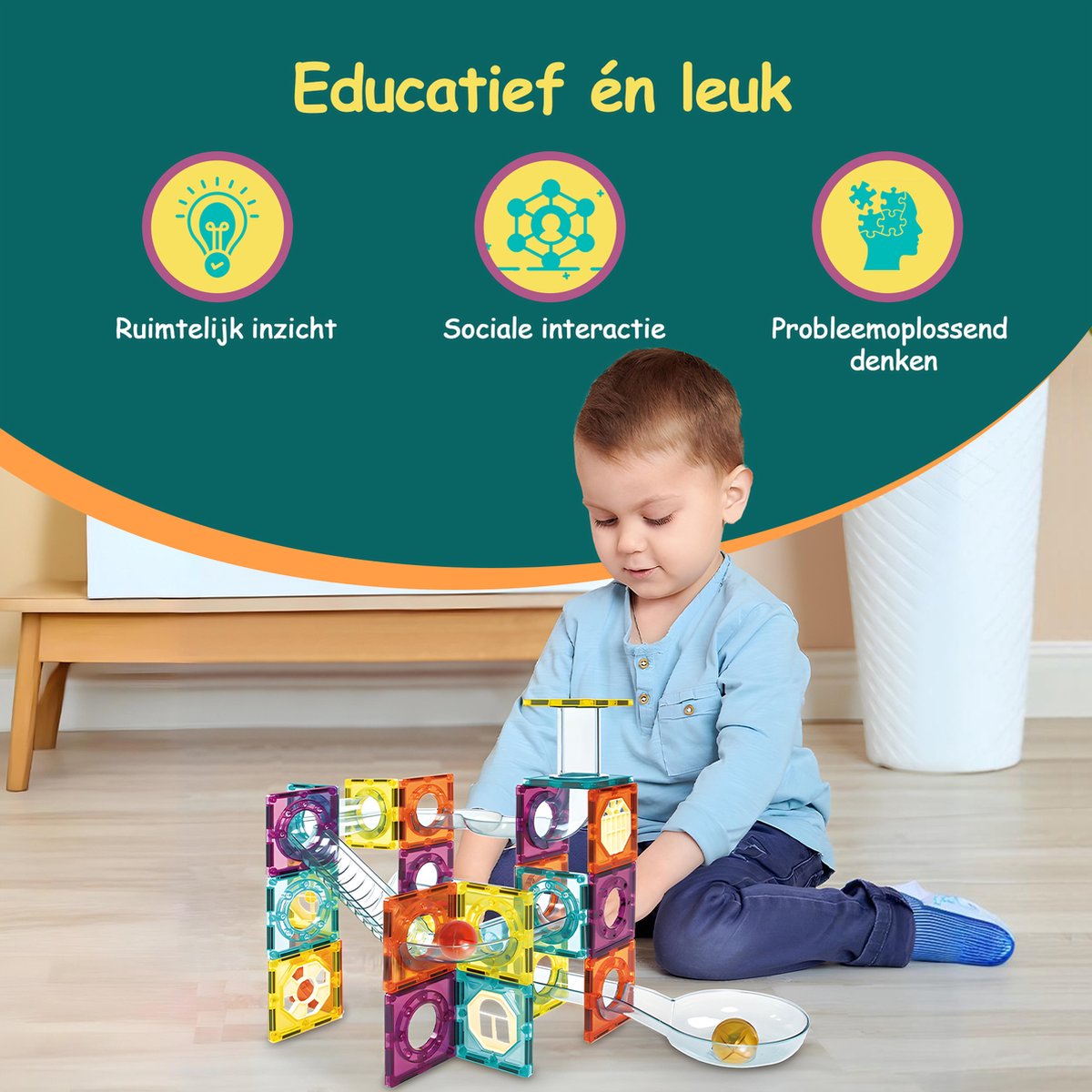 Olvy Magnetische Bouwstenen Set - 95-delig Montessori