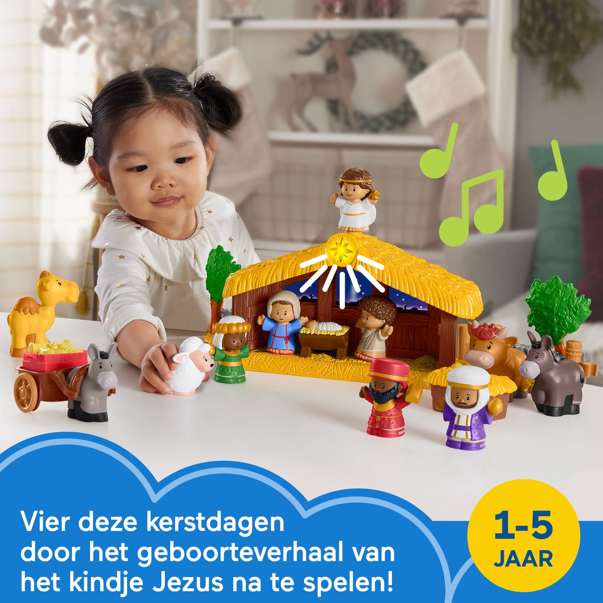 Fisher-Price Muzikale Kerststal met Licht en Geluid - 18-delig