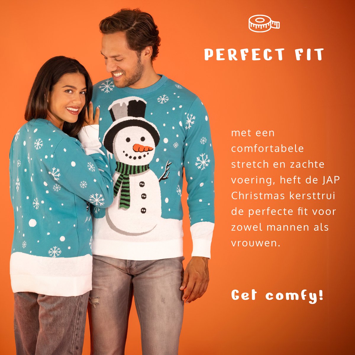 JAP Christmas Recycled Kersttrui L - Blauw - Voor Dames & Heren
