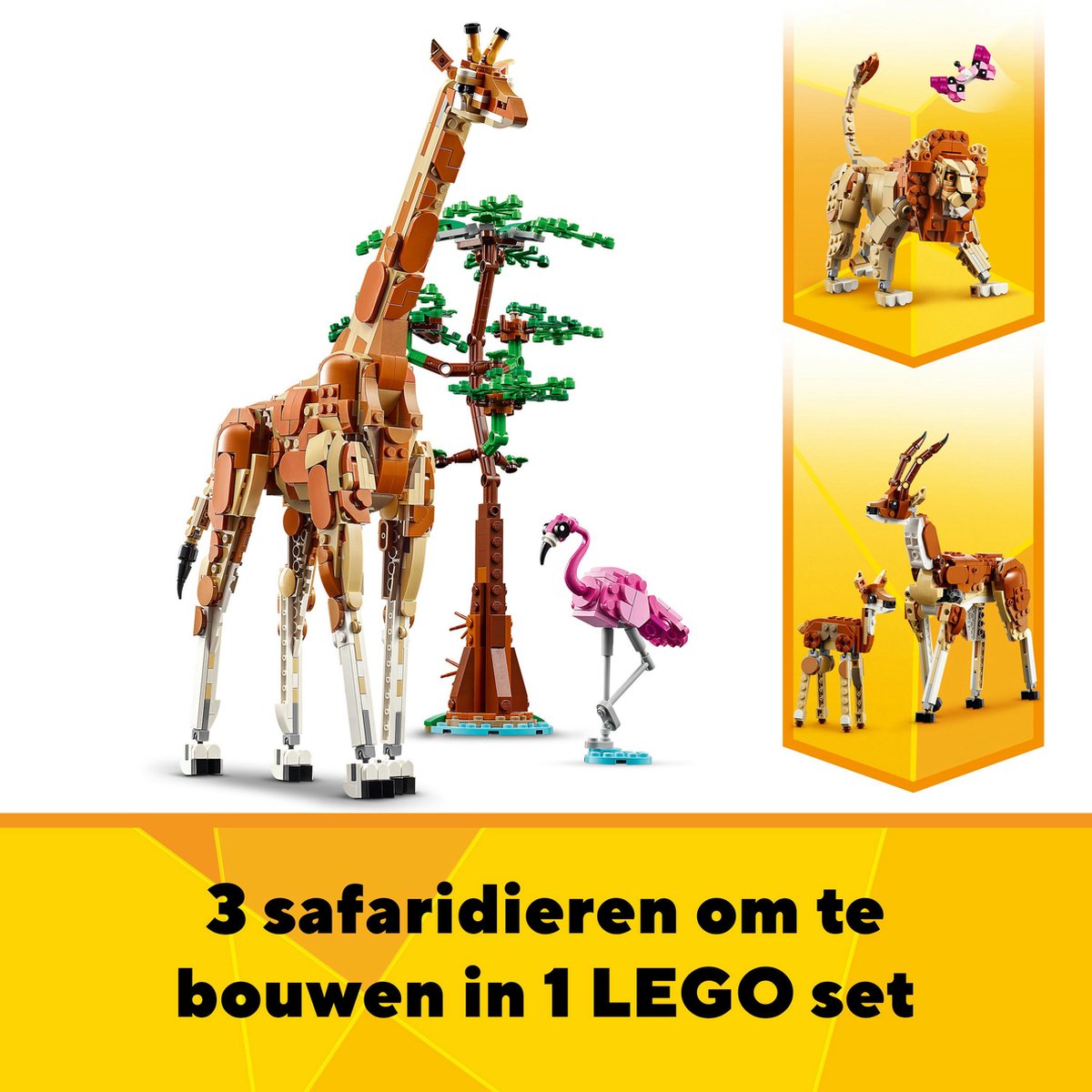 LEGO Creator Safari Dieren 3-in-1: Giraf, Leeuw & Gazellen