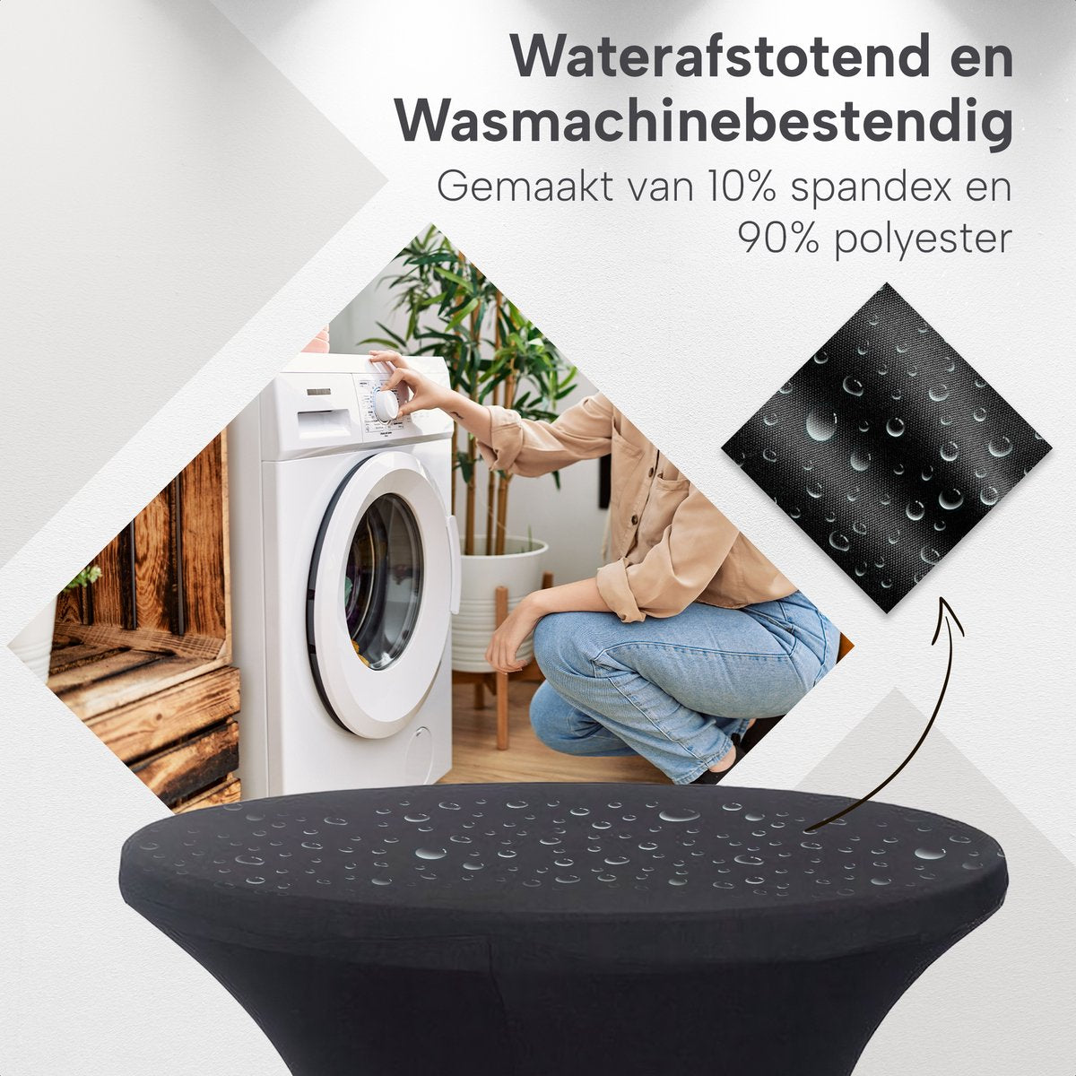 Rielse Reuzen Zwarte Stretch Tafelhoes ∅80-85 x 110 cm