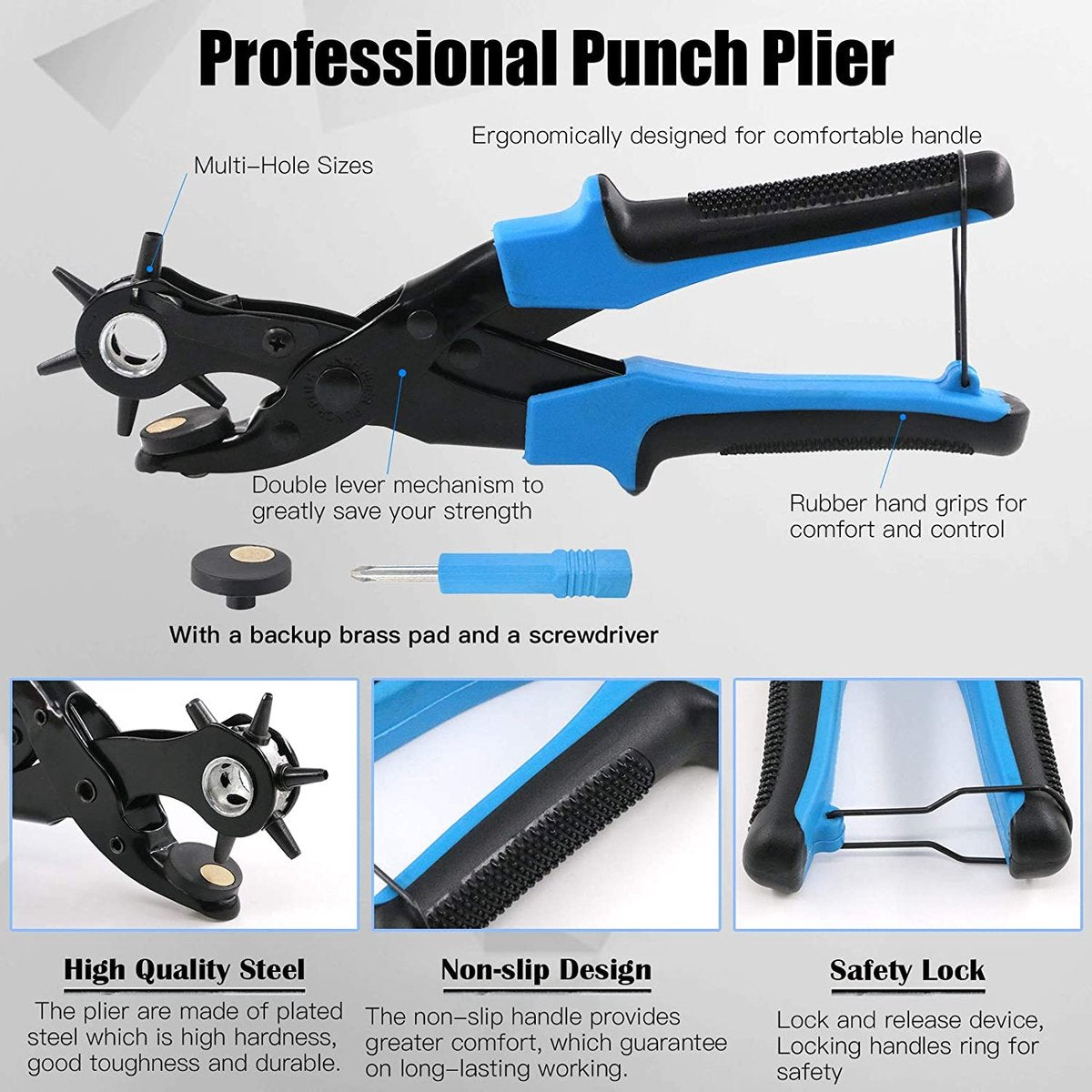 Sans marque Ergonomische Extra Sterke Perforator voor Riemen