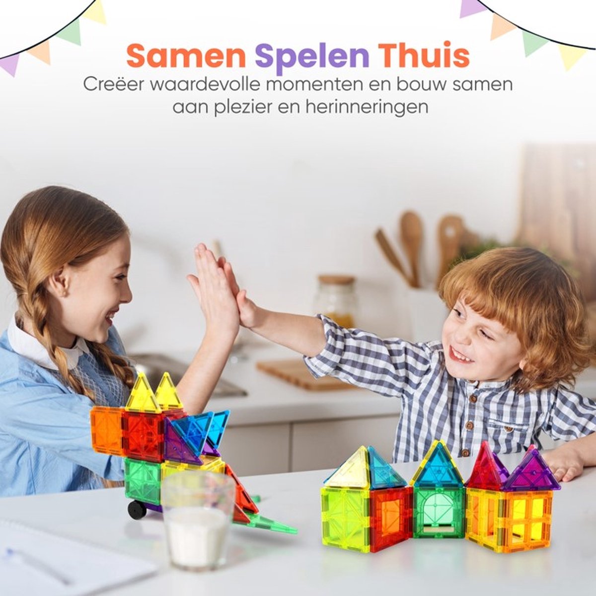 Magnaminds Magnetische Bouwblokken - 135 stuks Montessori Speelgoed