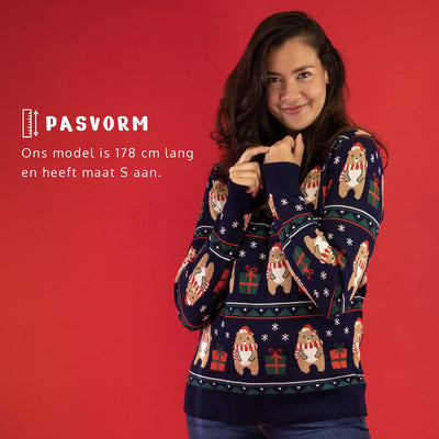 JAP Kersttrui Ugly Christmas Beer Cadeau Unisex M - Donkerblauw