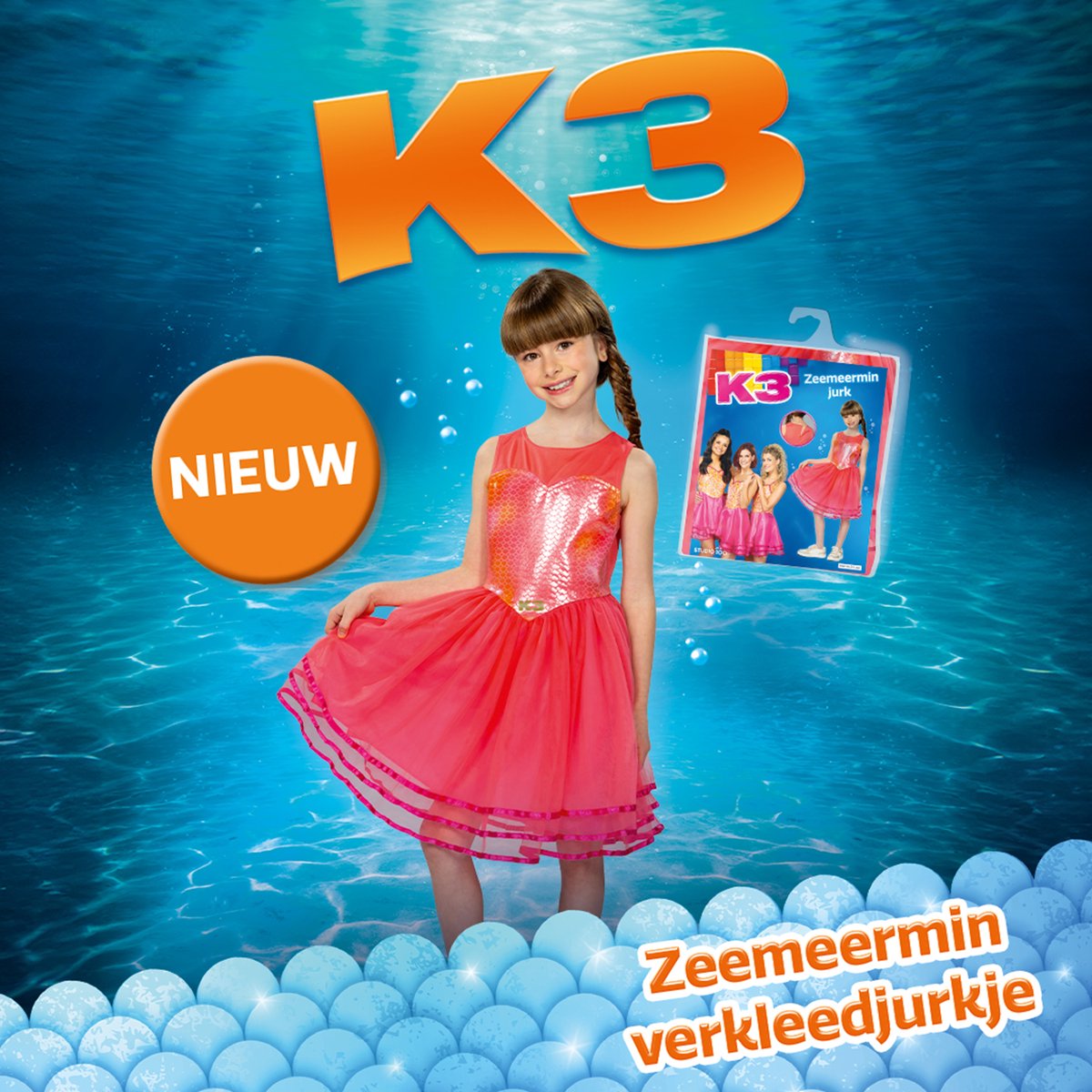 K3 Verkleedkleding Zeemeerminnenlied 6-8 Jaar