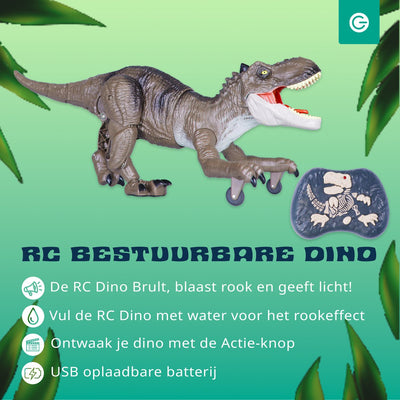 Silvergear RC Dino T-Rex Auto met Rook, Licht en Geluid