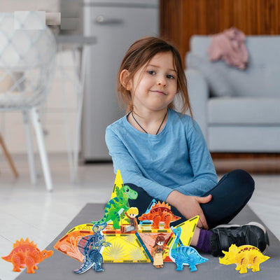 Magnaminds Magnetische Dino Bouwstenen - 49 Stuks