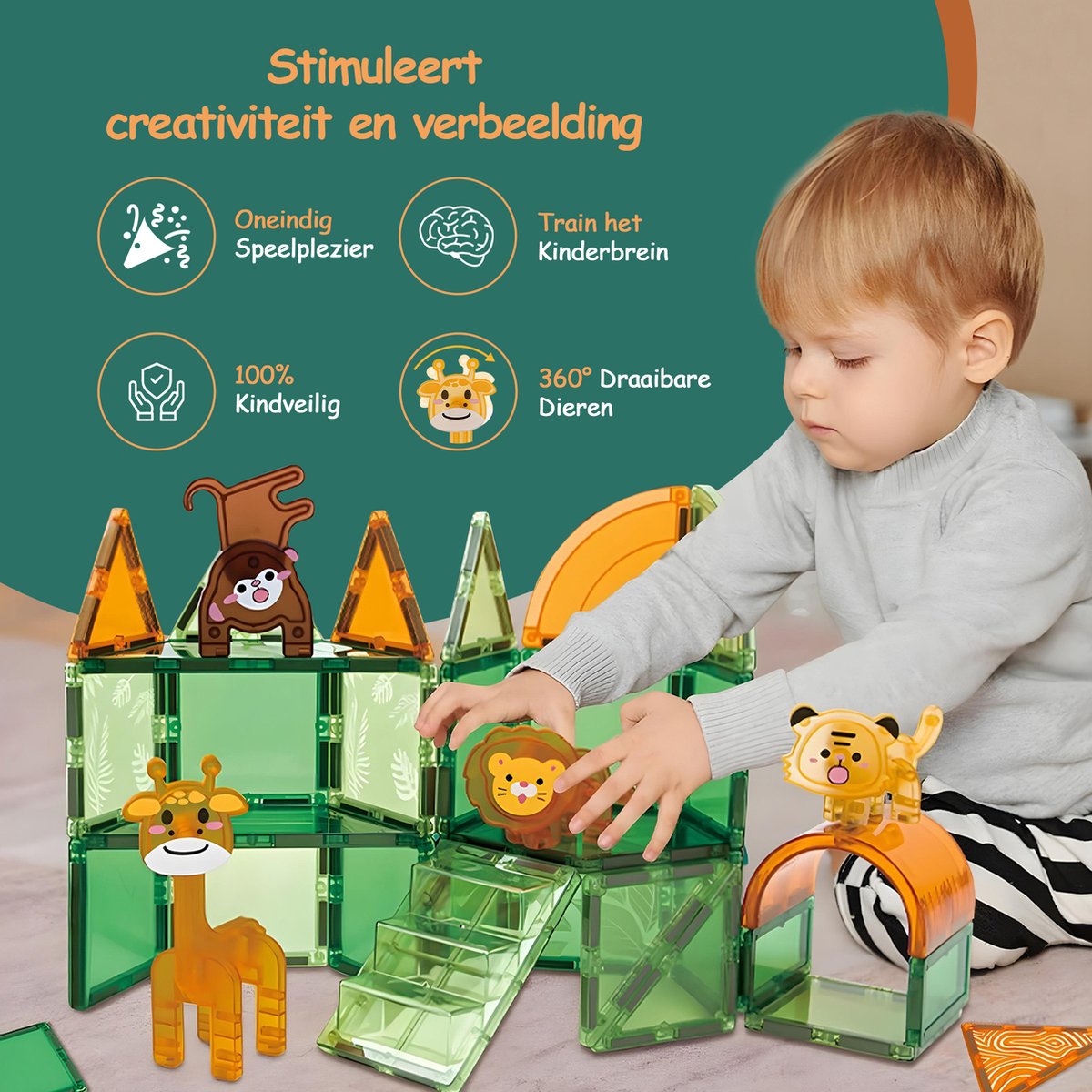 Olvy Magnetische Bouwstenen Montessori - 50 stuks