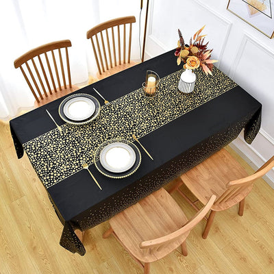 Partizzle® Zwarte & Gouden Wegwerptafelkleden - 2 Stuks