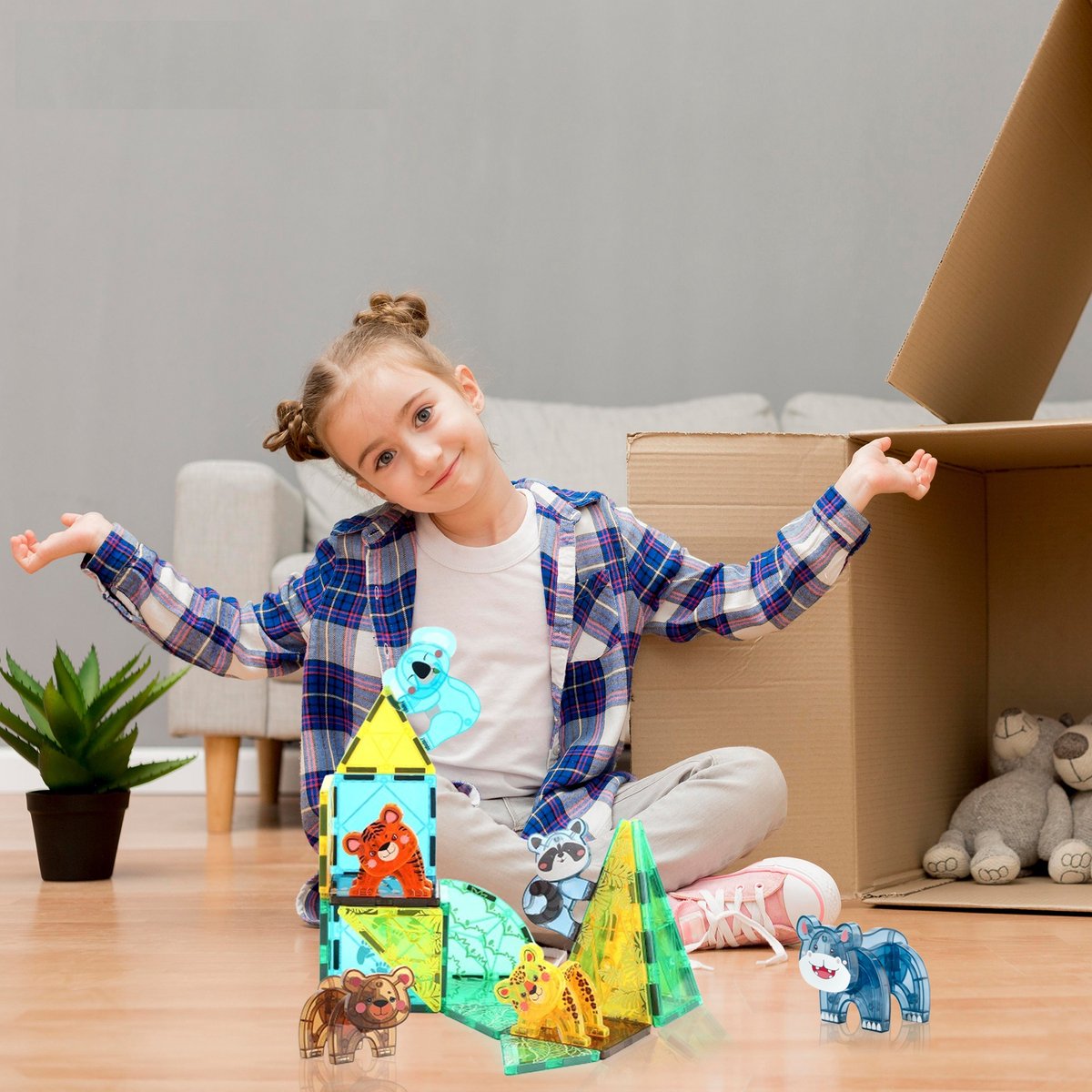 Magnaminds Magnetische Jungle Tegels - 56 Stuks Montessori