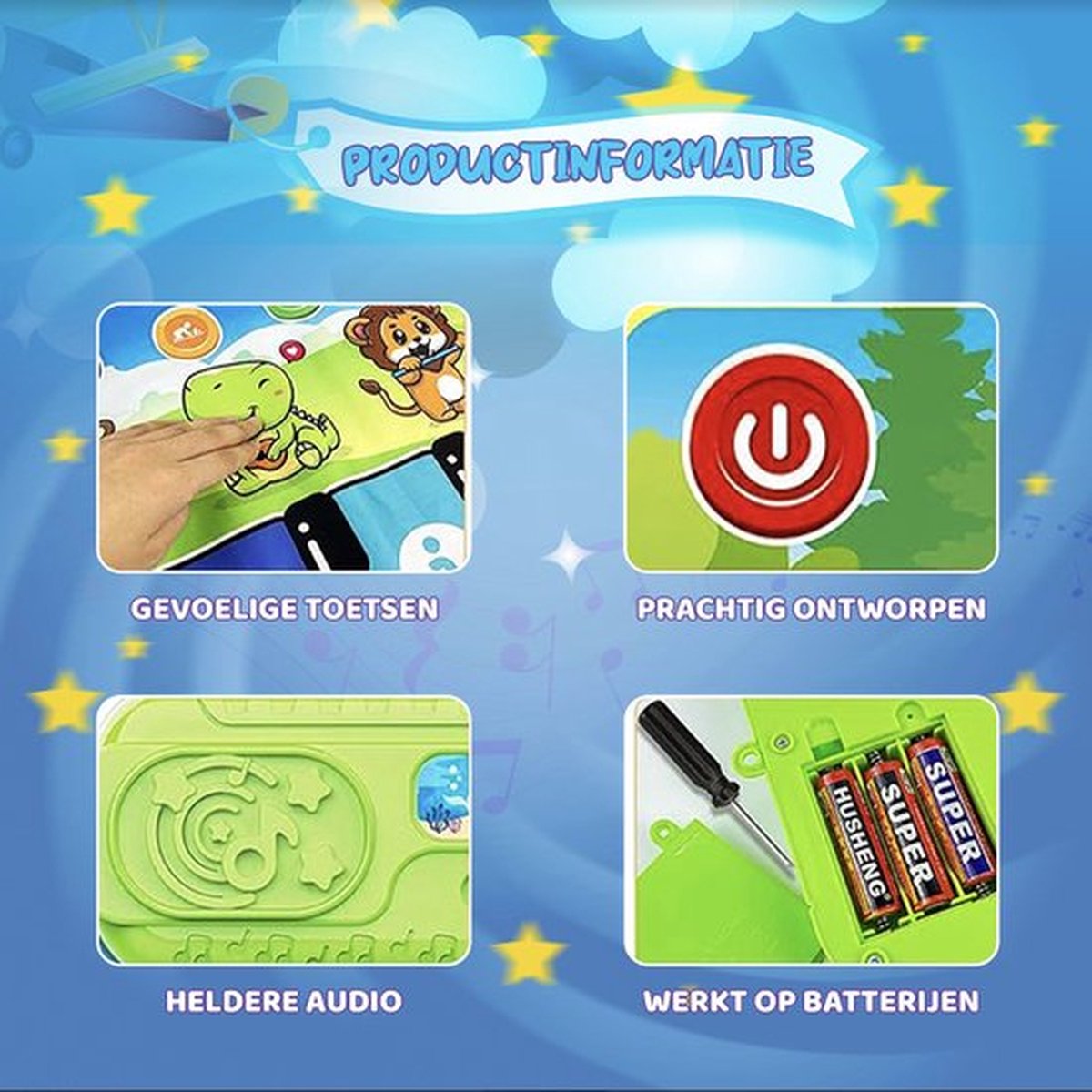 KosmoKids® Muzikaal Diertapijt voor Kinderen - Dans & Piano