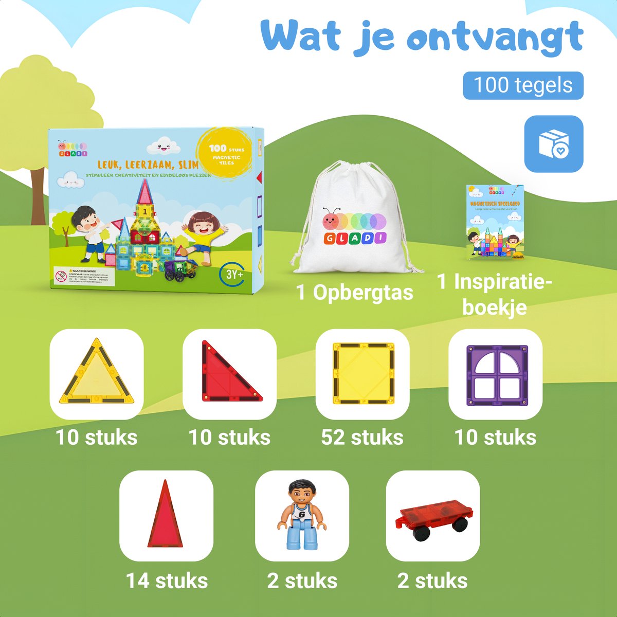 Gladi Magnetische Speelset 103-delig voor 3-12 jaar