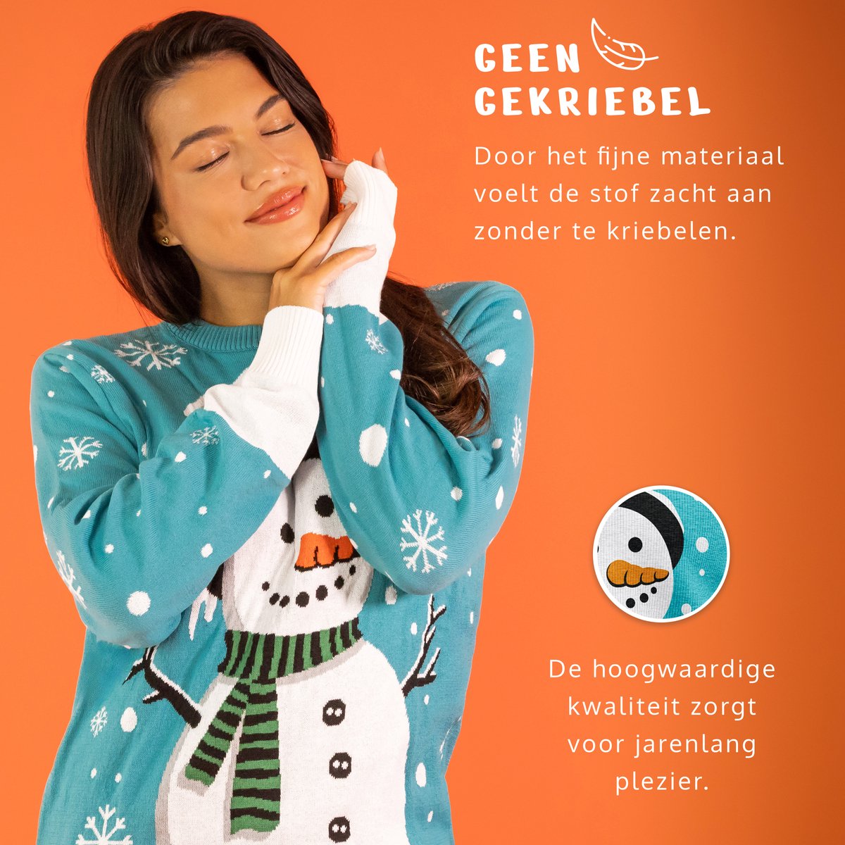 JAP Christmas Recycled Kersttrui L - Blauw - Voor Dames & Heren