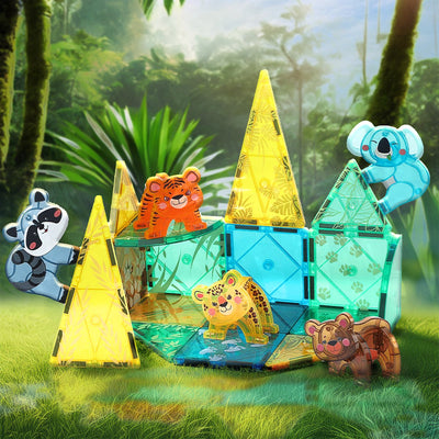 Magnaminds Magnetische Jungle Tegels - 56 Stuks Montessori