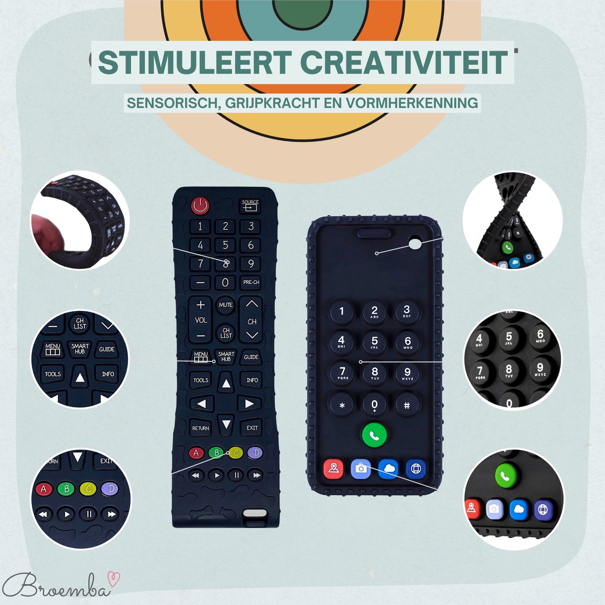 Broemba Baby Telefoon & Afstandsbediening - Bijtringen Siliconen