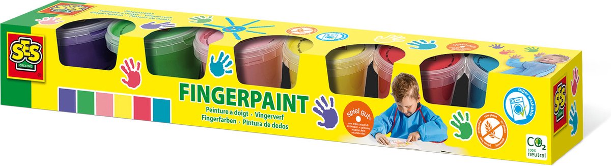 SES Vingerverf 6 Kleuren - Mengbaar & Makkelijk Afwasbaar
