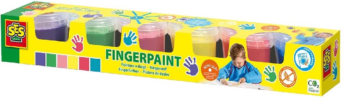SES Vingerverf 6 Kleuren - Mengbaar & Makkelijk Afwasbaar