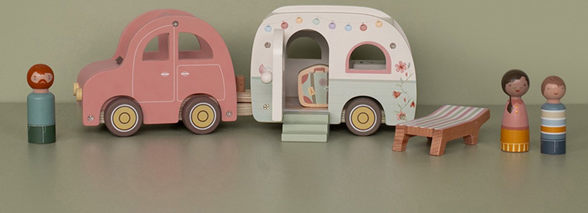 Little Dutch Speelgoedauto met Caravan - FSC Gecertificeerd