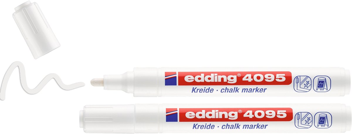edding 4095 Vloeibare Krijtmarker Wit - Set van 2 - Ronde Punt
