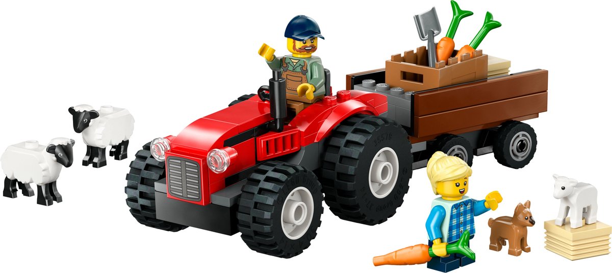LEGO City Rode Tractor met Aanhanger en Schaap - 60461