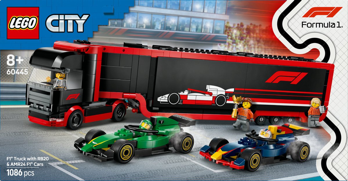 LEGO City F1 Transporter met RB20 en AMR24 Auto's - 60445