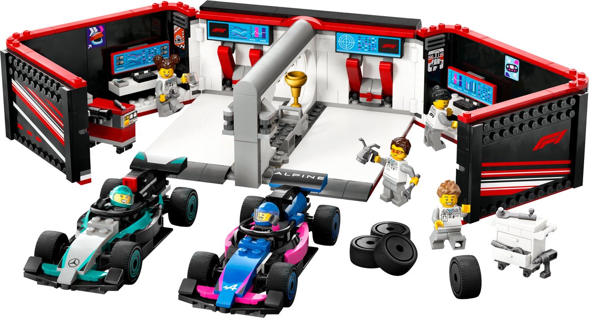LEGO City F1 Garage met Mercedes-AMG & Alpine Auto's - 60444