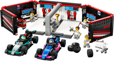 LEGO City F1 Garage met Mercedes-AMG & Alpine Auto's - 60444