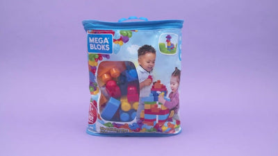 Mega Bloks Middelgrote Blauwe Bouwblokken Set - 60 Stuks