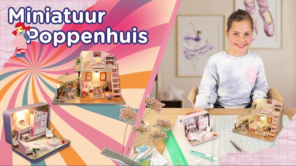 Crafts&Co Miniatuur Poppenhuis Kit - Roze Slaapkamer