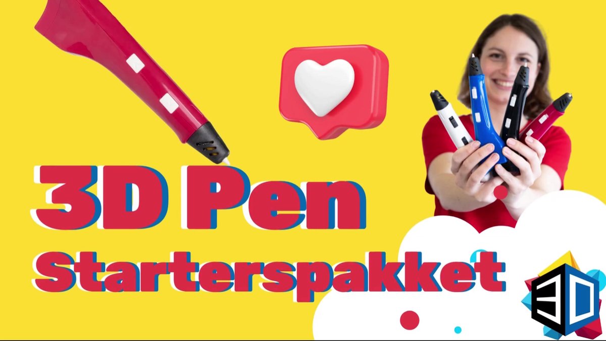 3D&print 3D Pen Startpakket Wit met 50m Filament + 5 Sjablonen