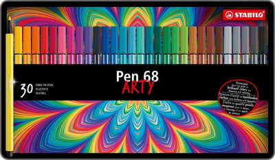 STABILO Pen 68 Set van 30 Viltstiften in Metalen Etui