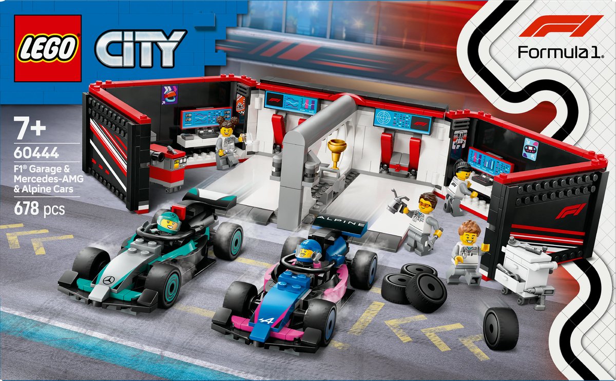 LEGO City F1 Garage met Mercedes-AMG & Alpine Auto's - 60444