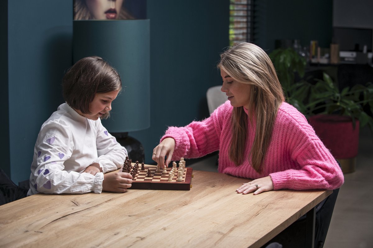 Longfield Houten Opvouwbaar Schaakspel 24,5 cm - Bruin