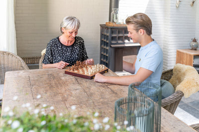 Longfield Houten Opvouwbaar Schaakspel 24,5 cm - Bruin