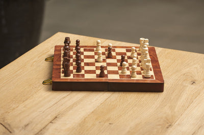 Longfield Houten Opvouwbaar Schaakspel 24,5 cm - Bruin