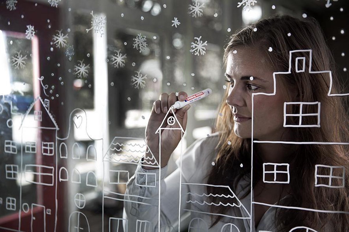 edding 4095 Vloeibare Krijtmarker Wit - Set van 2 - Ronde Punt