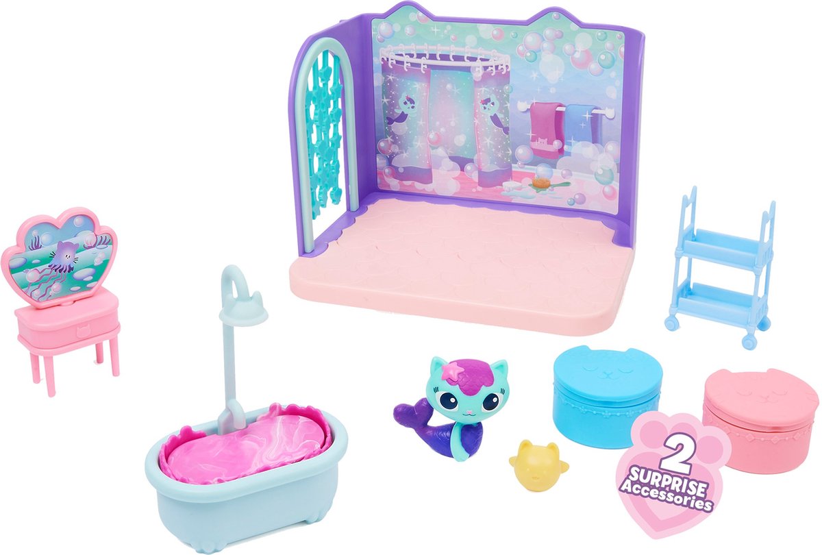 Gabby's Poppenhuis Primp & Pamper Badkamerset met Katfiguur