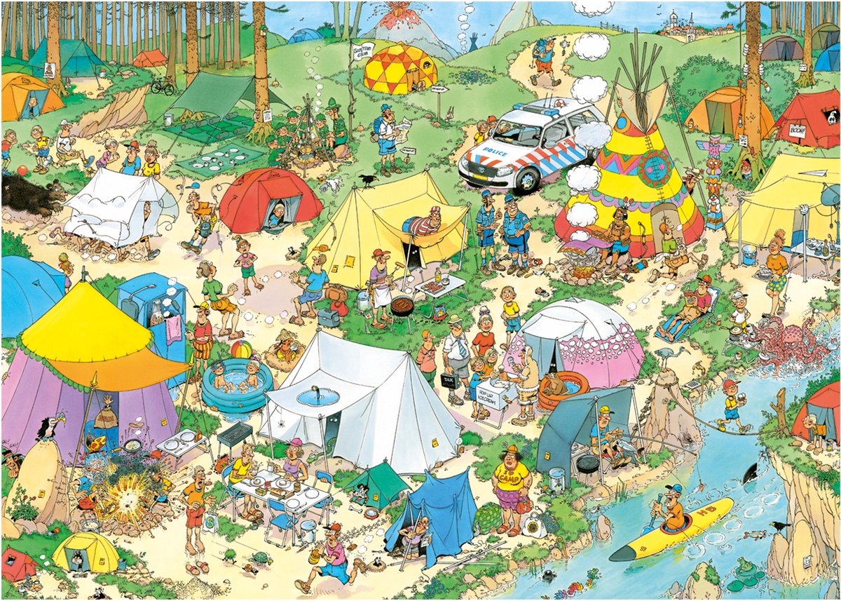 Jan van Haasteren Puzzel 1000 Stukjes - Camping in het Bos