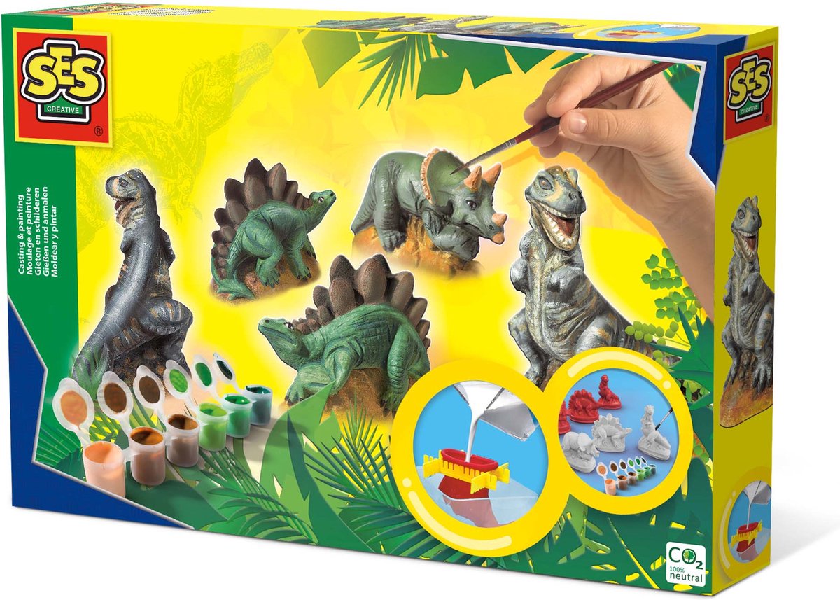 SES Dinosaurus Gieten en Schilderen Creatief Set
