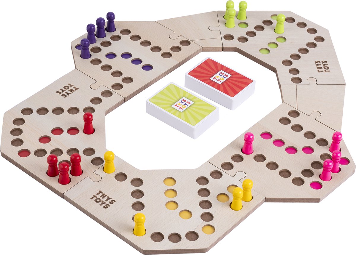 ThysToys Keezen Connect Deluxe Houten Spel - 3-6 Spelers