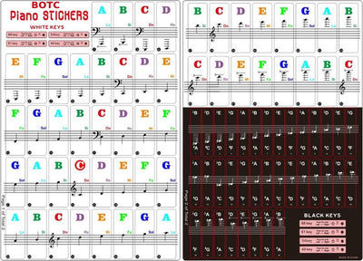 BOTC Piano Stickers - Eenvoudig Muziek Leren voor 32-88 Toetsen