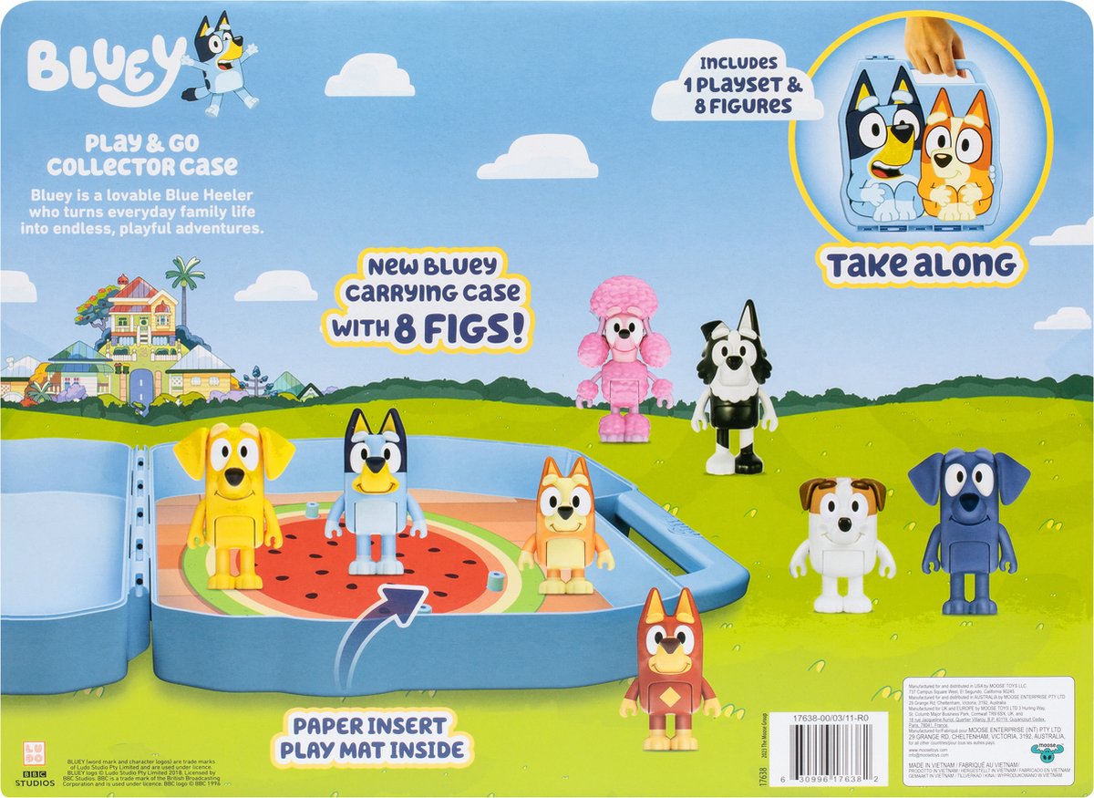 Moose Toys Bluey Deluxe Verzamelkoffer met 8 Figuren