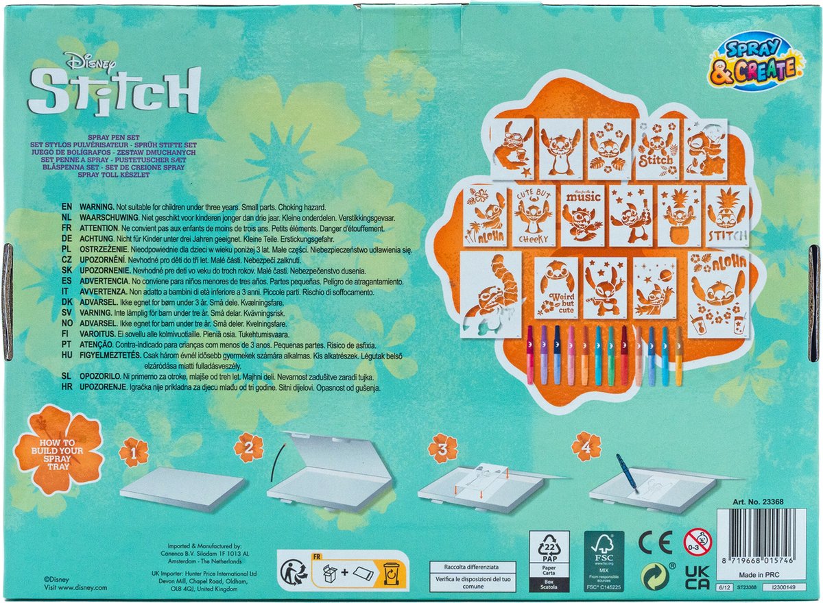 Canenco Stitch Spray Pen Set - Disney Kleurset voor Kinderen